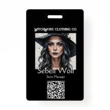 Badge d'employé gothique noir Pentacle
