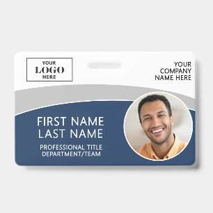 Badge d'employé moderne avec photo et code-barres 