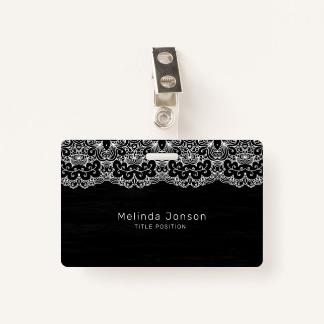 Badge Dentelle florale blanche (Devant avec clip)