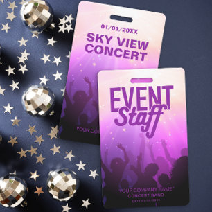 Badge d'équipe d'événement violet pour concert ou