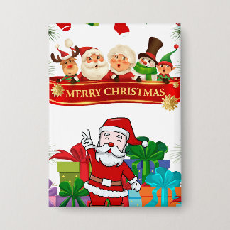 Badge Design de Noël festif avec le Père Noël et cadeau