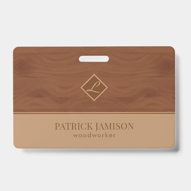 Badge Design en bois Brown et beige (Avant)