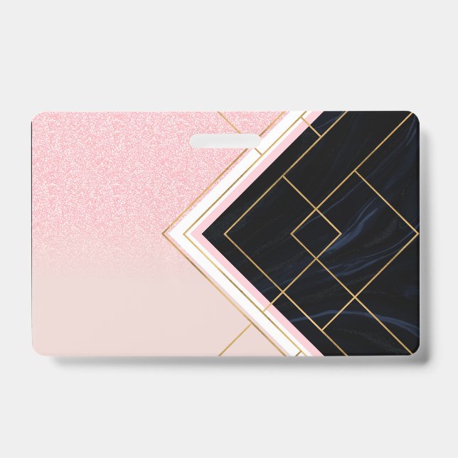 Badge Design géométrique moderne Grilles d'or rose (Avant)