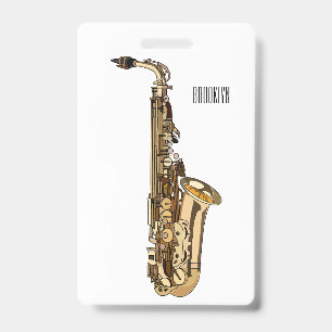 Badge dessin animé saxophone