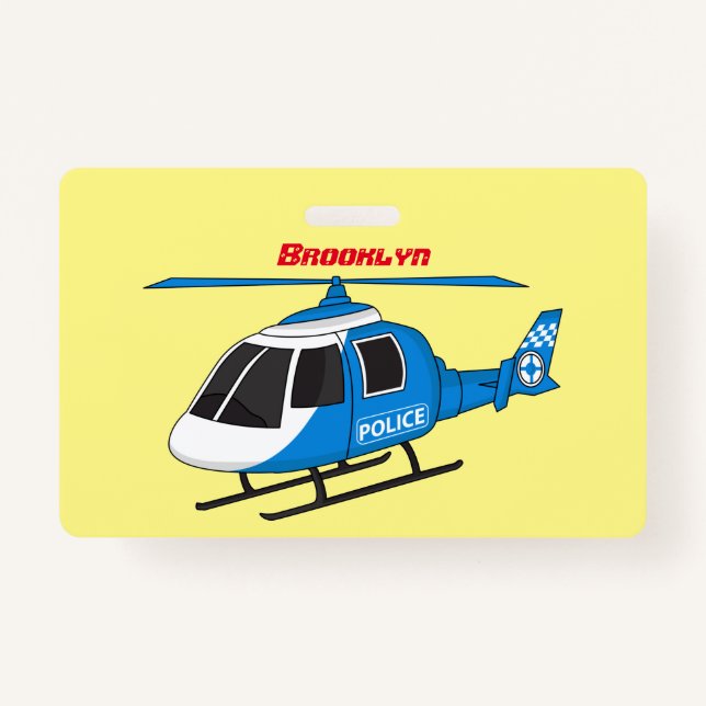 Badge Dessin d'hélicoptère du service de police mignon (Devant)