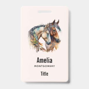 Badge Deux beaux chevaux Western Boho