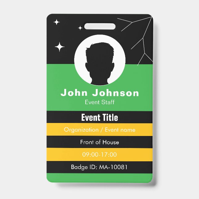 Badge d'événement à code QR • Carte d'identité num (Avant)