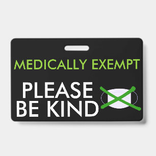 Badge d'exemption médicale de masques faciaux