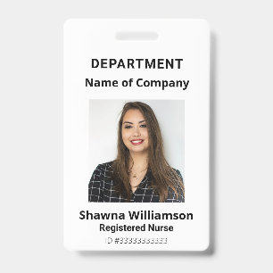 Badge d'ID code de barre de photos blanche profess
