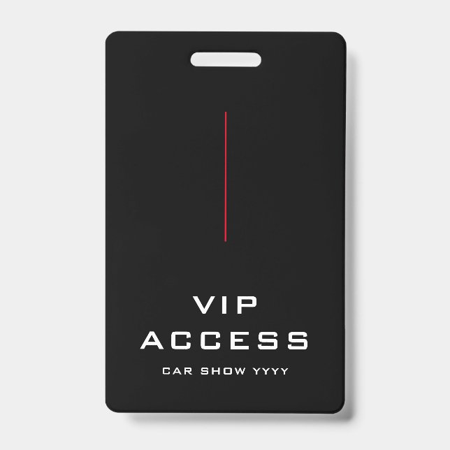 Badge d'ID d'accès VIP noir et blanc rouge (Face)