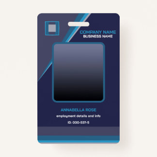 Badge d'ID d'entreprise moderne en bleu profond