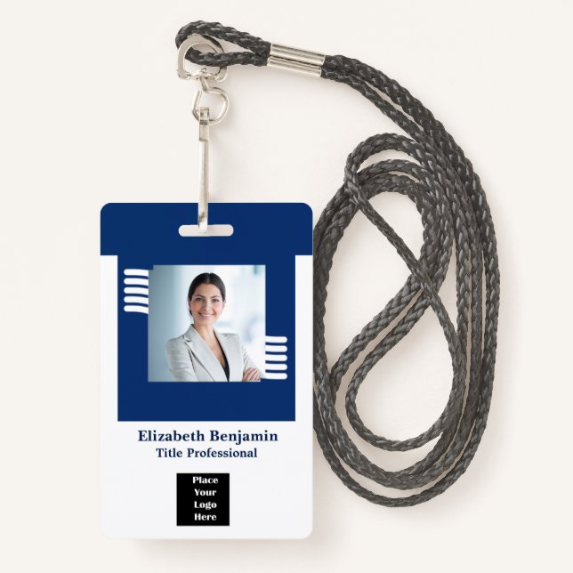 Badge d'ID du logo photo de l'employé personnalisé (Devant avec lanière)