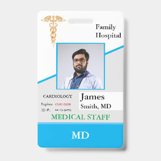 Badge d'ID employé Médicale personnalisé + code-ba
