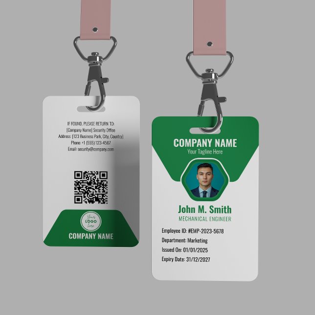 Badge d'ID employé personnalisable vert (Créateur téléchargé)