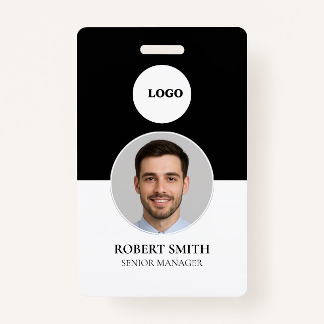 Badge d'ID employé personnalisé avec photo et code (Devant)