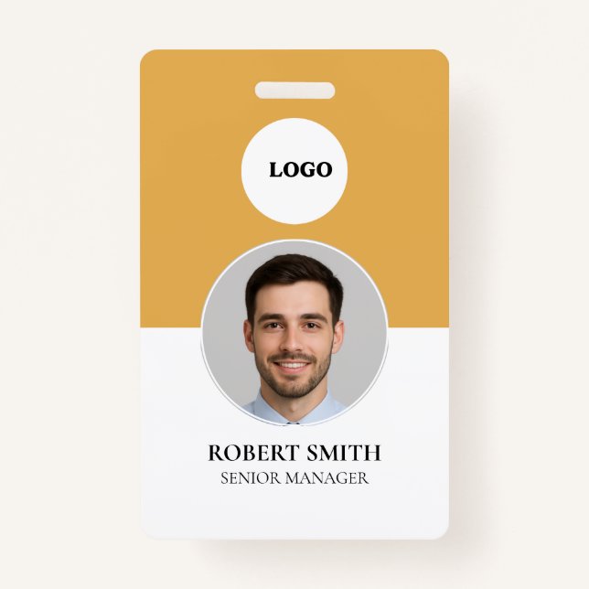 Badge d'ID employé personnalisé avec photo et code (Devant)