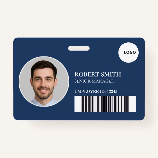 Badge d'ID employé personnalisé avec photo et code (Devant)