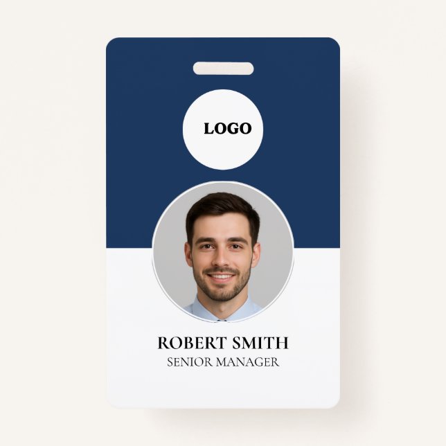 Badge d'ID employé personnalisé avec photo et code (Devant)