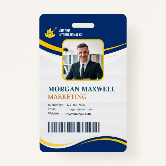 Badge d'ID employé personnalisé de l'entreprise (Devant)