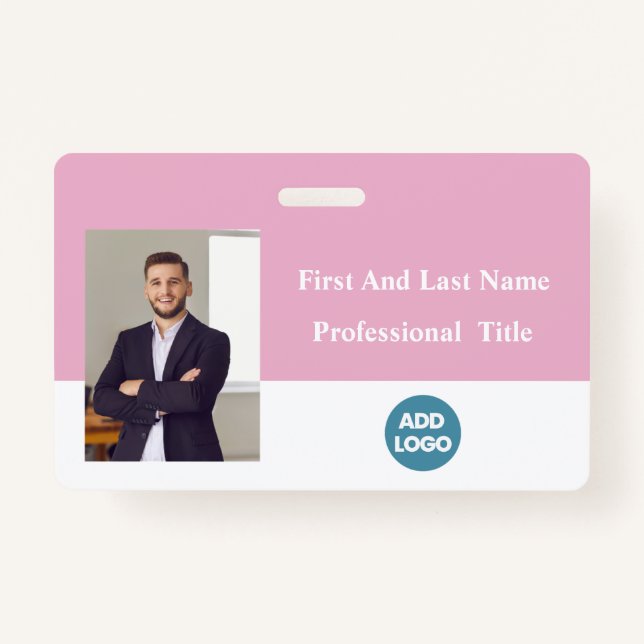 Badge d'ID employé personnalisé - Nom, Photo, Code (Devant)