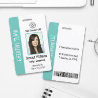 Badge d'ID employé personnalisé Turquoise
