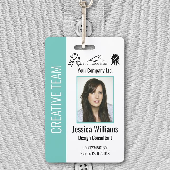 Badge d'ID employé personnalisé Turquoise (Créateur téléchargé)