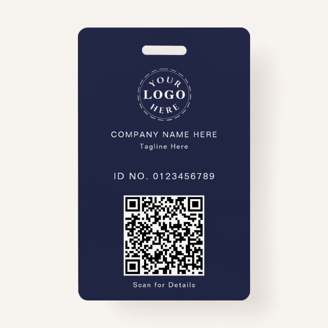 Badge d'ID personnalisé élégant - Logo et QR scann (Dos)