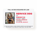 Badge d'ID photo de chien de service personnalisé