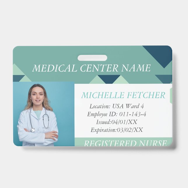 Badge d'ID photo de l'employé de l'hôpital personn (Front)