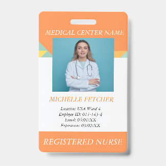 Badge d'ID photo de l'employé de l'hôpital personn