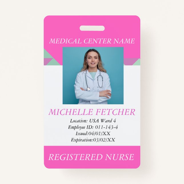 Badge d'ID photo de l'employé de l'hôpital personn (Devant)