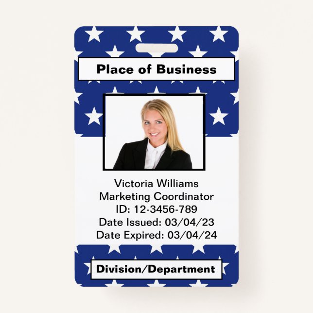 Badge d'ID photo de l'employé personnalisé (Devant)