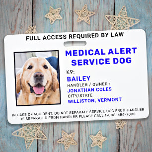 Badge d'ID photo du chien du service d'alerte Médi