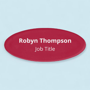 Badge D'identification 3x2 Rouge Acrylique Oval Nametag Magnétique Profes
