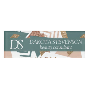 Badge D'identification 80s rétro Abstrait les années 70 Monogramme vert