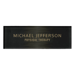 Badge D'identification Acier professionnel moderne - Noir et Or