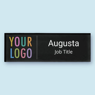 Badge D'identification Acrylique Professional Black Name Balise Logo Magn