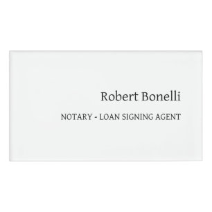 Badge D'identification Agent de prêt notaire moderne minimaliste blanc cl