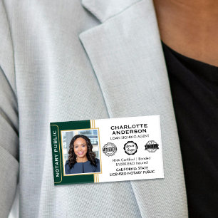 Badge D'identification Agent de signature de prêt public notaire classiqu