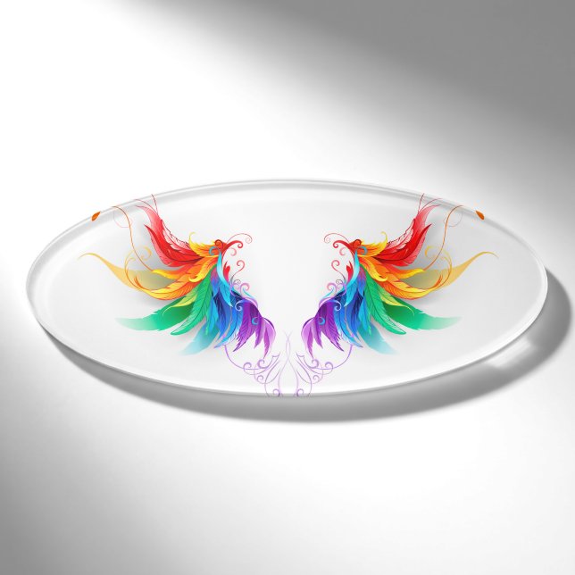 Badge D'identification Ailes fluffy arc-en-ciel (Devant)