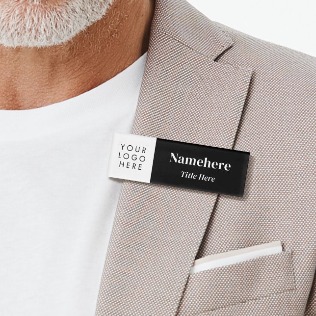 Badge D'identification Ajouter Logo Moderne Simple Élégant Magnet noir Ti (Créateur téléchargé)