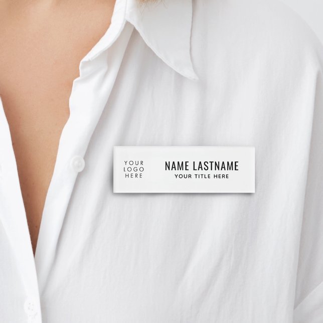 Badge D'identification Ajouter Votre Logo White Clean Basic Titre simple (Créateur téléchargé)