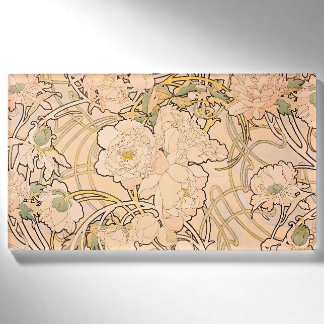 Badge D'identification Alfonse Mucha Art Nouveau Peonies (Devant)