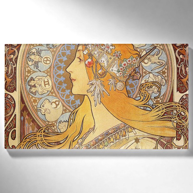 Badge D'identification Alfonse Mucha Zodiac Art nouveau femme (Devant)