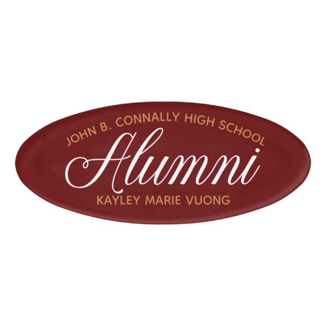 Badge D'identification Alumi Maroon Gold High School Réunion personnalisé (Devant)