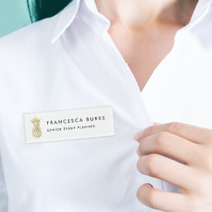 Badge D'identification Ananas Faux Gold