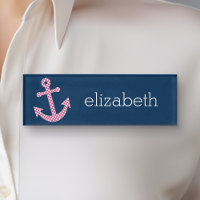 Ancre de point rose Polka avec nom personnalisé Na