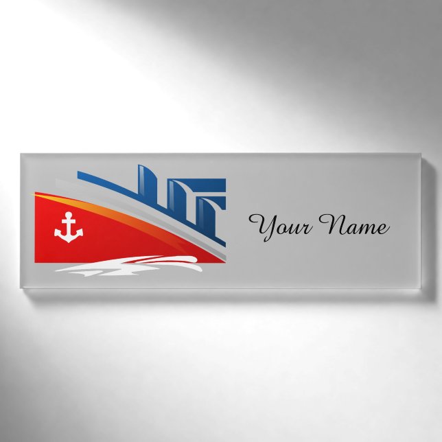 Badge D'identification Ancre nautique Bateau Sea Ocean Ship Nom du logo (Devant)
