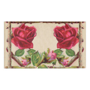Badge D'identification Antique victorienne vintage ancienne rose rustique