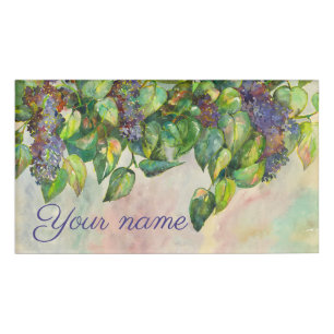 Badge D'identification aquarelle des fleurs lilas